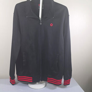 Southpole Men’s Full-Zip Track Jacket Black/Red Striped, Pockets, M